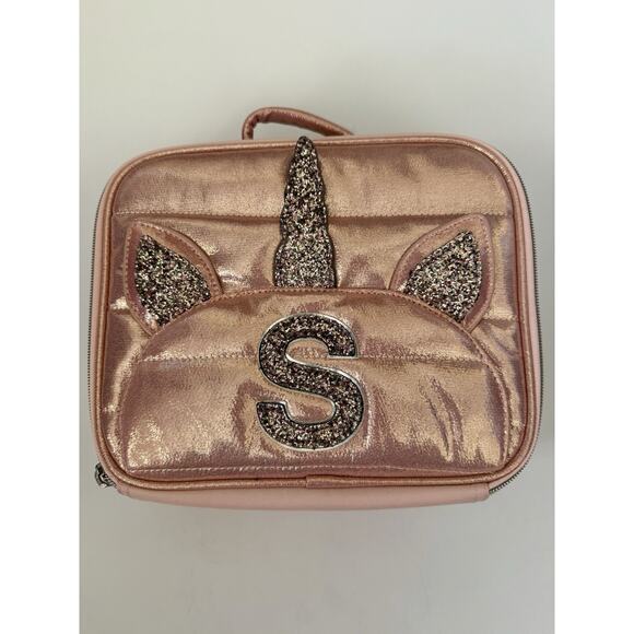 Justice Pink Letter S Unicorn Insulated Handle Lunch Bag Lunch Tote Lunch Box - Picture 1 of 4